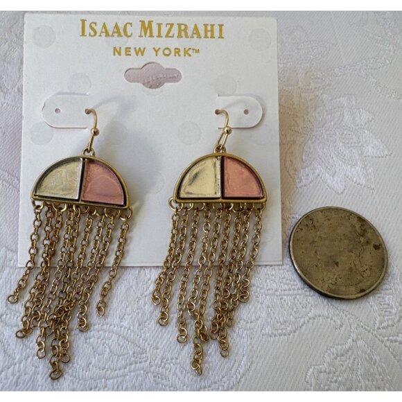 Isaac Mizrahi Goldtone Pink Reflective Umbrella Dangle Drop Earrings MSRP $38 - Picture 4 of 8